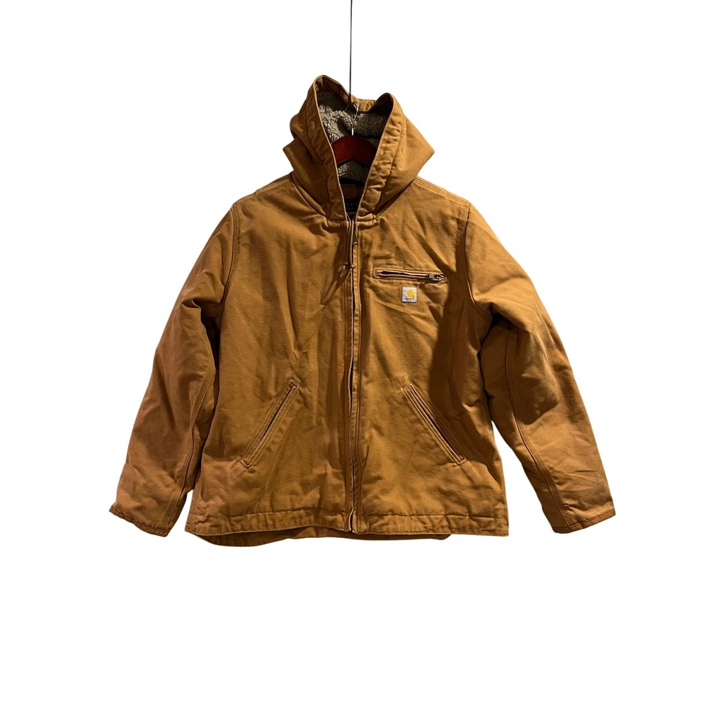 Carhartt OJ4392-W Sherpa Lined Sandstone Sierra Jacket Brown Large 12-14